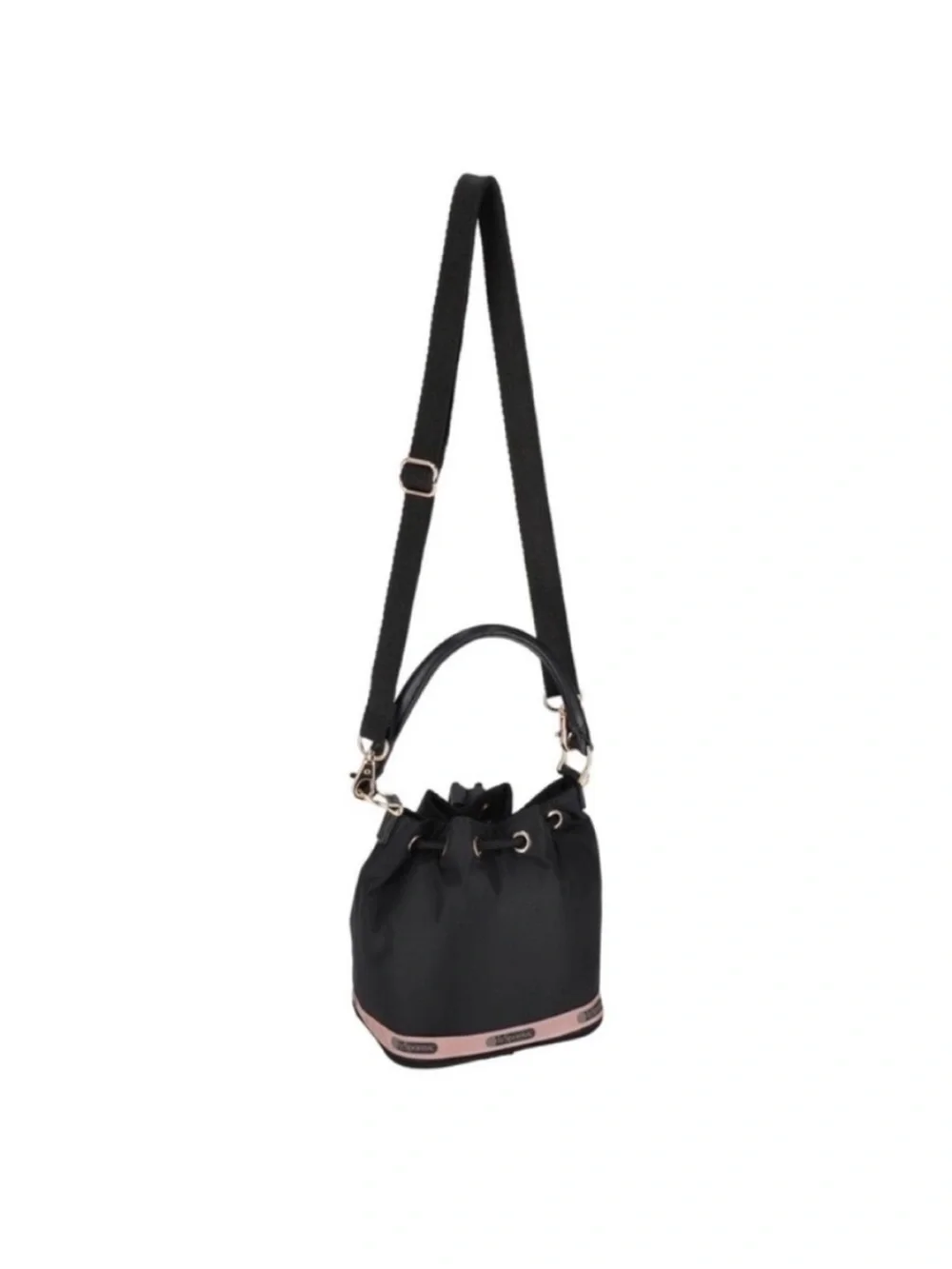 LeSportsac Atelier SMALL DRAWSTRING BAG Black and Pink Bag